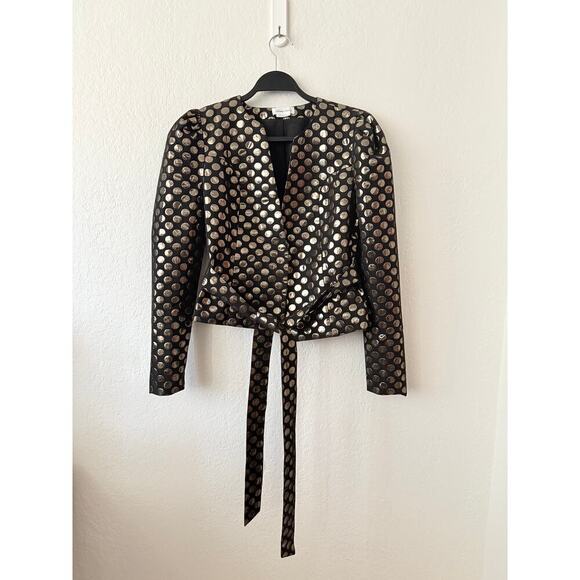 Lovers + Friends Pauline Jacket Cropped Black Metallic Gold Polka Dots Going Out - Picture 7 of 14